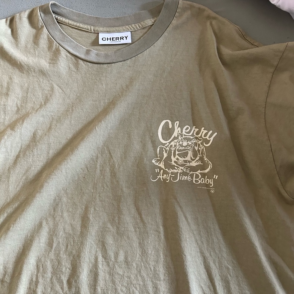 Cherry Los Angeles Sage green oversized T shirt